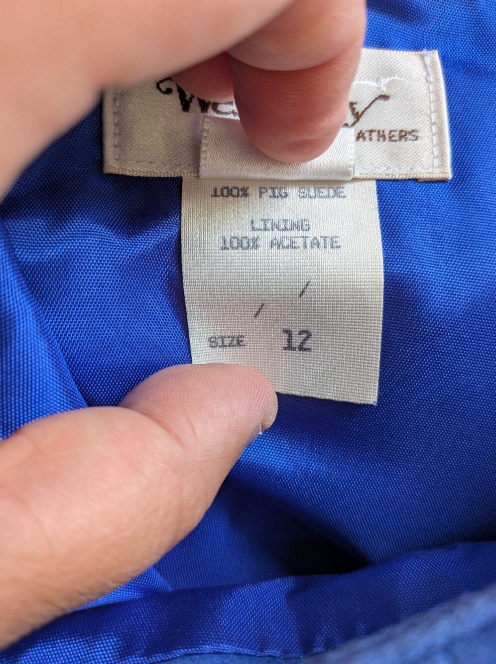 VINTAGE 80-90 WEST BAY 100% Suede Mini Skirt Women Blue Color Size 12 Back Zip - Picture 6 of 9